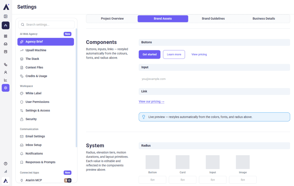 Component previews restyling as brand values change