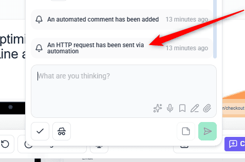 Task activity thread showing two automation entries