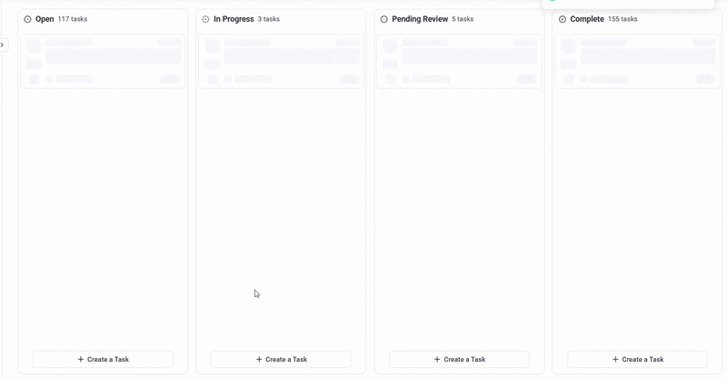 Dragging and dropping tasks between columns on a board