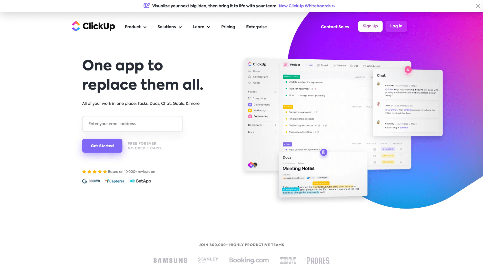 clickup homepage