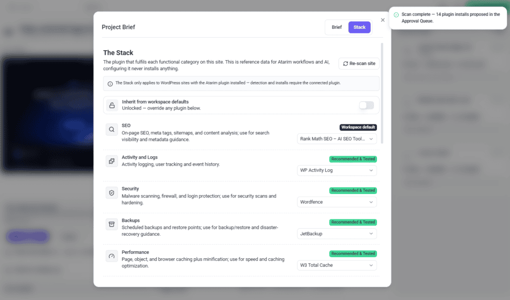 Unlocked and scanned, with fourteen installs proposed