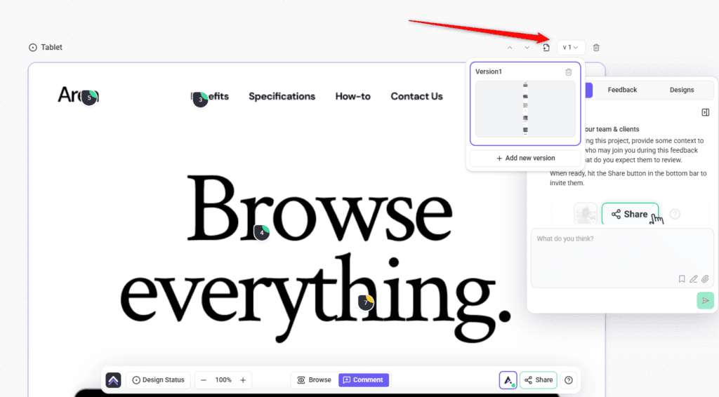 Creating a new version of a design