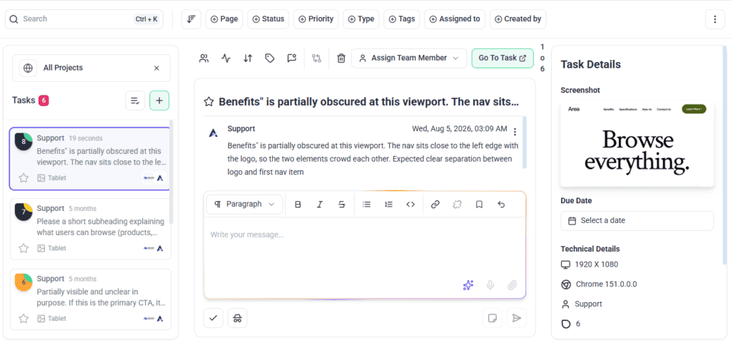 Feedback pinned to a point on a design