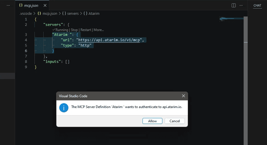 VS Code prompting to authenticate to Atarim