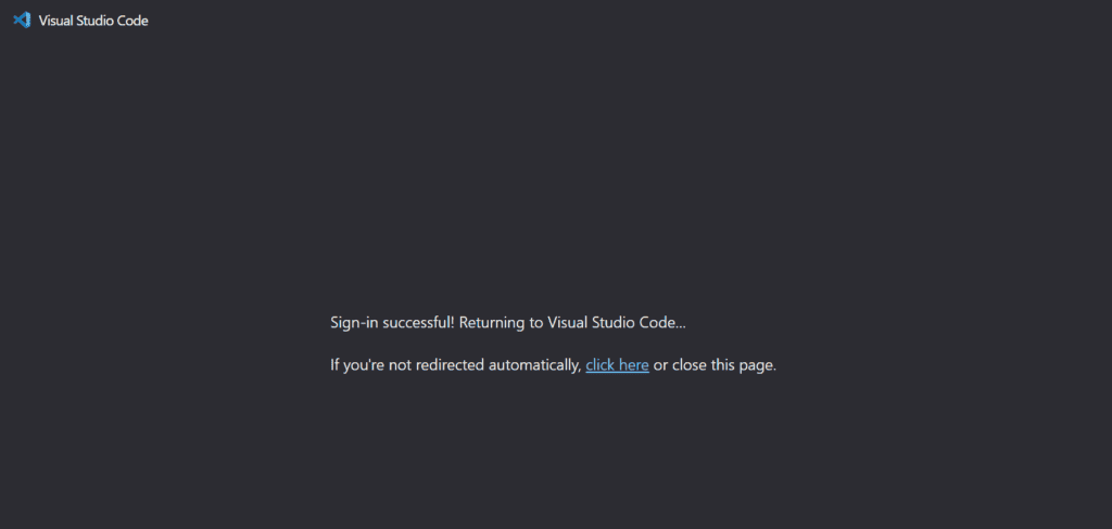 Sign-in successful confirmation after authentication completes
